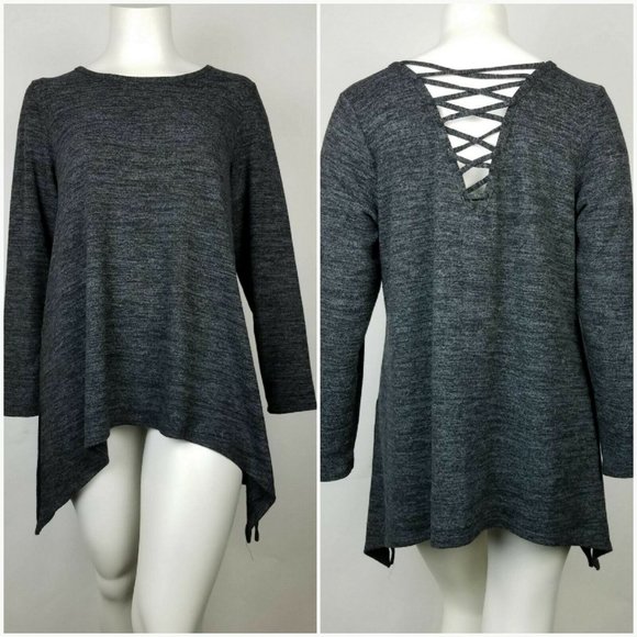 Torrid Womens Tee Super Soft Plush Lattice Back Black/Gray Size 3X - Picture 1 of 8